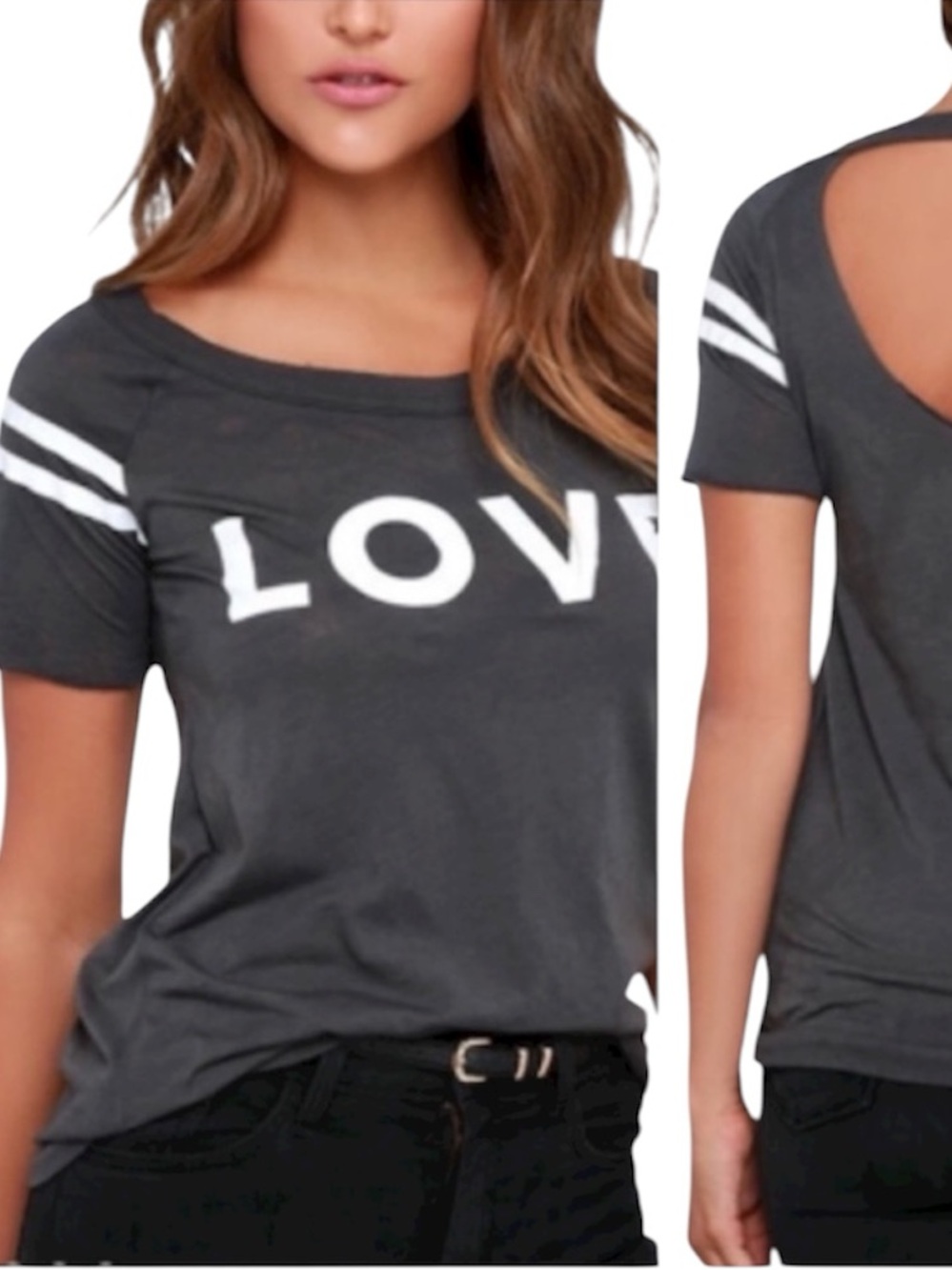 Chaser Graphic LOVE Dark Gray Cut Out Tee M